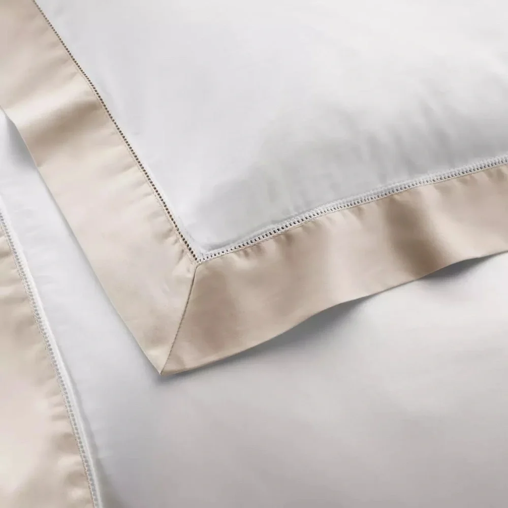 Ralph Lauren RL 624 Organic Cotton Sateen Border King Duvet Cover Coastal Sand